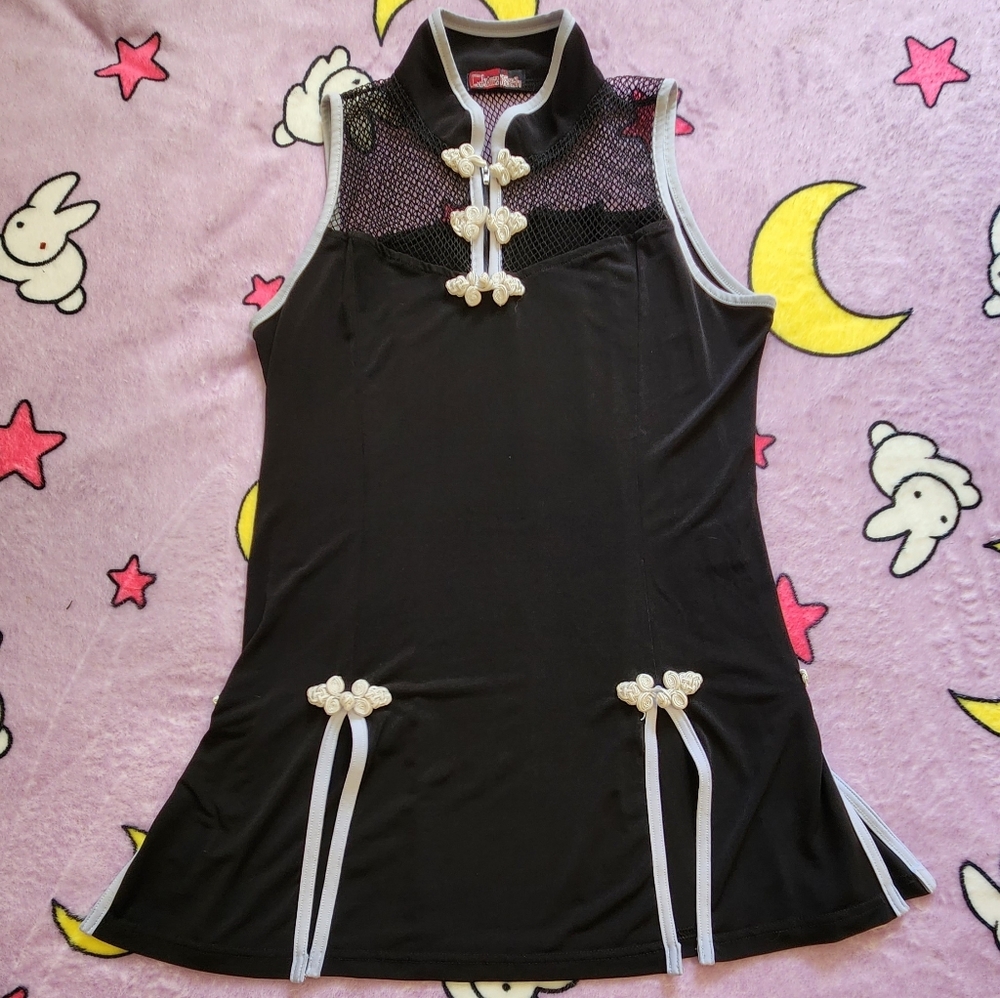 Qutie Frash knot button mesh dress cheongsam qipao Harajuku J Fashion visual kei